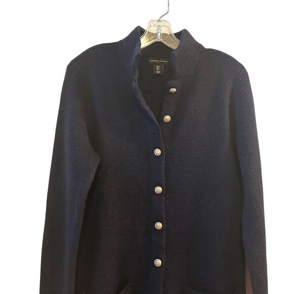 Adrienne Vittadini Women's Blue Long Jacket Lion Buttons Size L - Picture 9 of 14